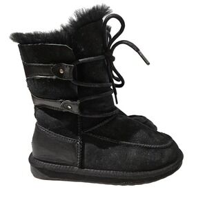 EMU Australia Shearling Boots‎ Lace Up Soft Suede Leather Women's 6 Black